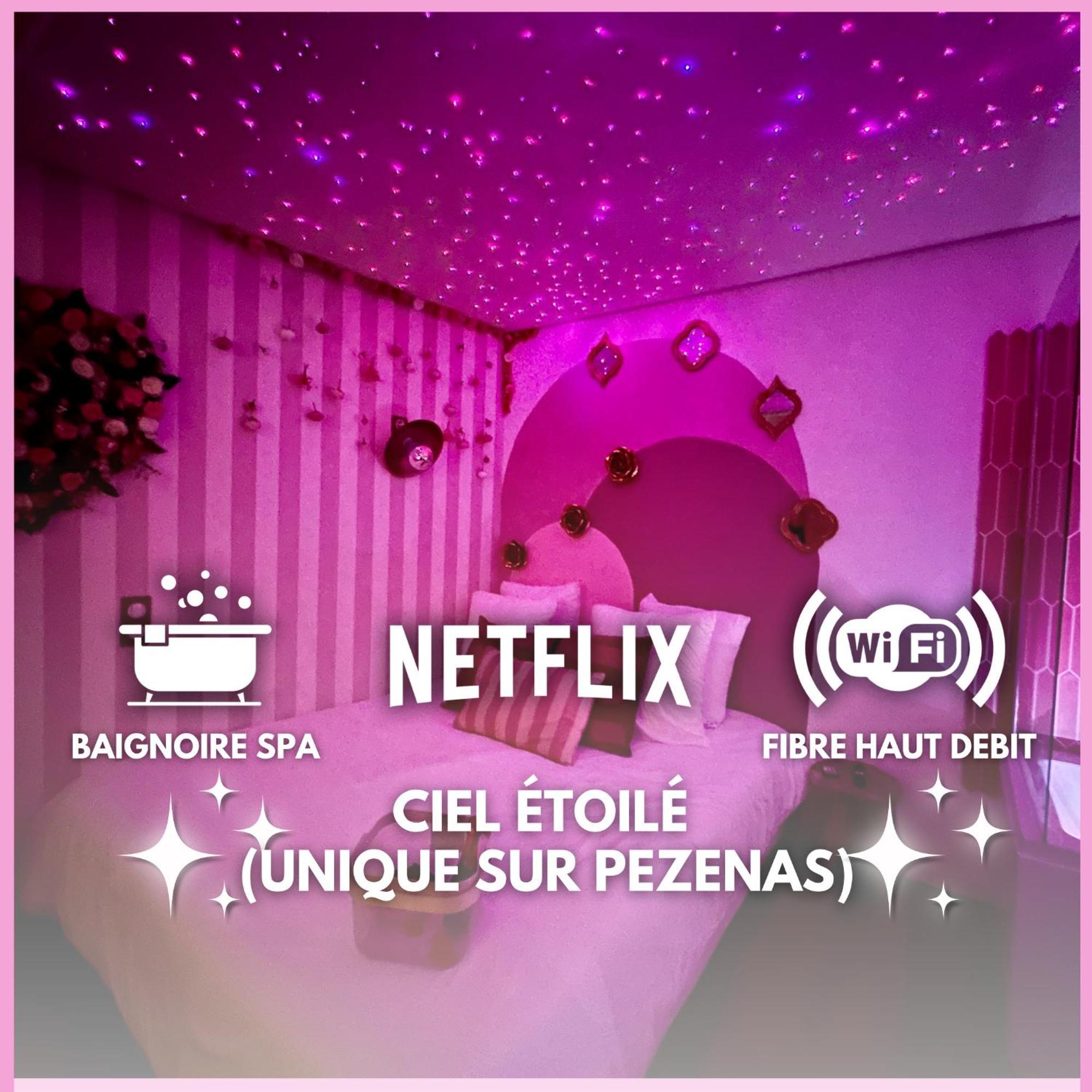 Romantic Room - Balneo - Ciel Etoile - Free Wifi - Netflix - Hyper Centre Pézenas Esterno foto